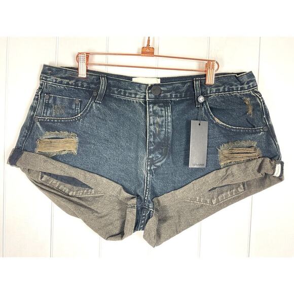One Teaspoon Black Fox Bandit Dark Wash Denim Shorts NWT Size 31 - Picture 1 of 9